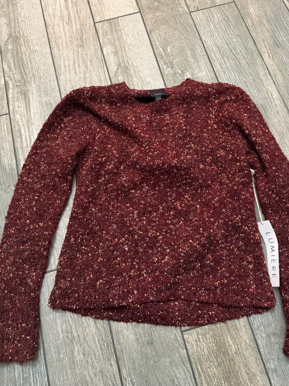 NWT Lumiere Textured Knit Back Slit Sweater